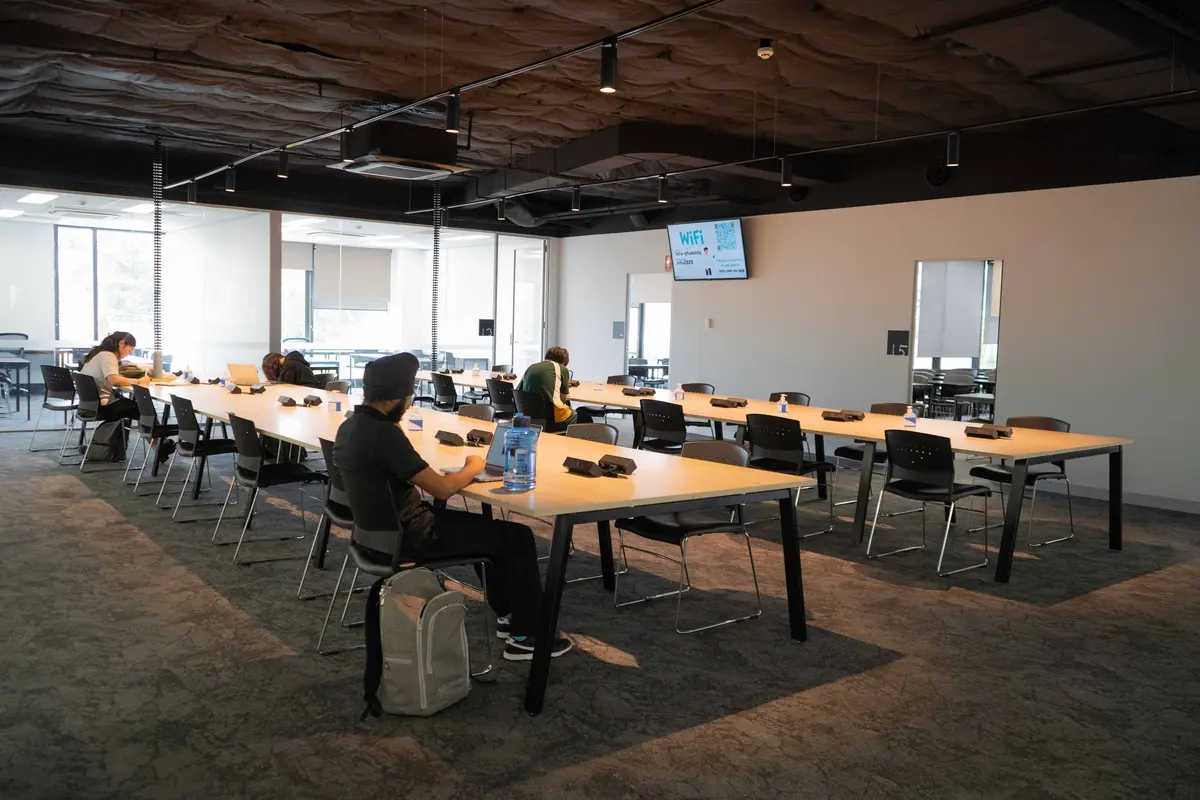 Study desks in library